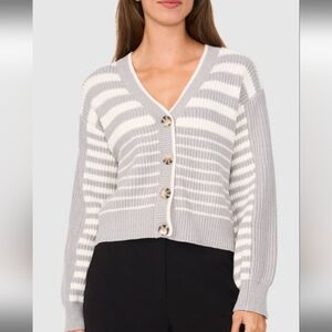 New Halogen Gray Striped Variegated Sweater size XL